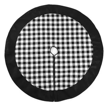 Черная клетчатая юбка в виде рождественской елки, 47 дюймов, украшение под елку, напольный коврик, круглый классический рождественский праздничный домашний декор