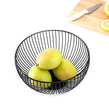 Черная корзина для хранения, креативная европейская корзина для фруктов, закусок, конфет, настольная, спальня, кухня, украшения для фруктов, полая железная корзина S чёрный