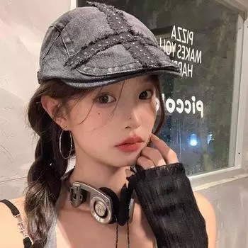 Черная ковбойская шляпа вперед дети моют старое лицо маленький берет большая окружность головы прилив M56-58cm