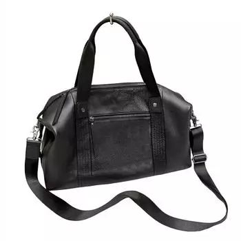 Черная кожаная дорожная сумка, мягкая сумка через плечо из воловьей кожи, большая вместительная переносная сумка. чёрный