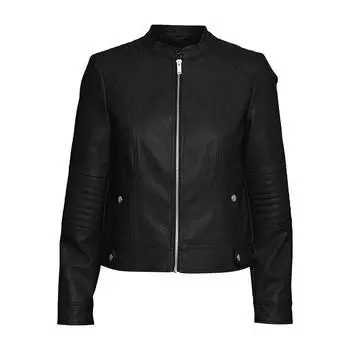 Черная кожаная куртка vmlove с высоким воротником Женское VERO MODA