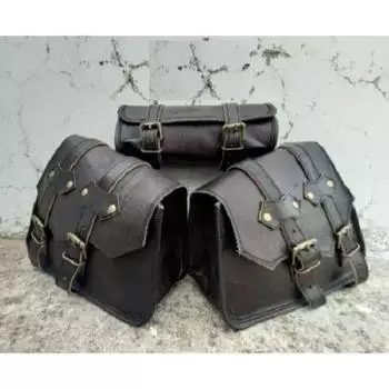 Черная кожаная мотоциклетная седельная сумка COMBO с поворотным рычагом и передней вилкой, сумка для инструментов, багаж чёрный