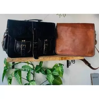 Черная кожаная сумка мужская винтажная сумка-мессенджер для ноутбука на плечо ручная работа черная сумка ( Бесплатная подарочная сумка-слинг коричневого цвета размером 11 x 9 x 3 дюйма ) 15 x 11 x 4 in чёрный