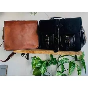 Черная кожаная сумка мужская винтажная сумка-мессенджер для ноутбука на плечо ручная работа черная сумка ( Бесплатная подарочная сумка-слинг коричневого цвета размером 11 x 9 x 3 дюйма ) 15 x 11 x 4 in чёрный