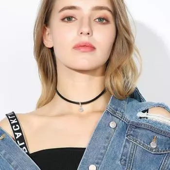 Черная кожаная веревка, ожерелье, женская цепочка на ключицы, индивидуальный сексуальный шейный ремешок, колье, ювелирное изделие на шею, кулон, сетка, красный хипстер чёрный