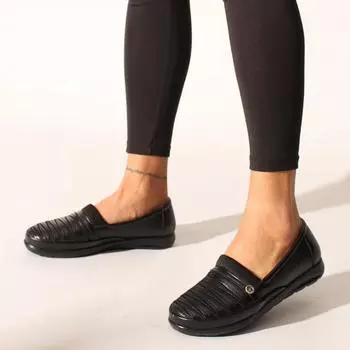Черная кожаная женская удобная обувь Классическая обувь