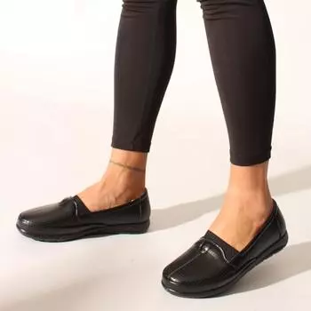 Черная кожаная женская удобная обувь Классическая обувь