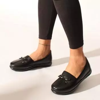 Черная кожаная женская удобная обувь Классическая обувь