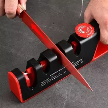 Черная/красная кухонная точилка с регулируемым углом заточки, точильный камень, четыре в одном, точилка для ножей, профессиональные инструменты L