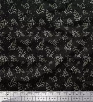 Черная креповая ткань Soimoi из полиэстера с принтом в виде листьев кедра, 42 дюйма в ярдах 42 Inch Wide - Poly Crepe синий
