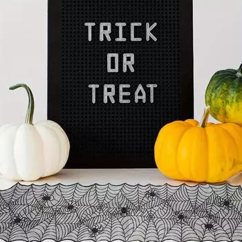 Черная кружевная скатерть с паутиной, украшение подарка на вечеринку в честь Хэллоуина в США, Хэллоуин, праздничные настольные аксессуары чёрный