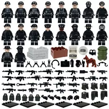 Черная кукла спецназа, строительные блоки для детей, игрушка в подарок