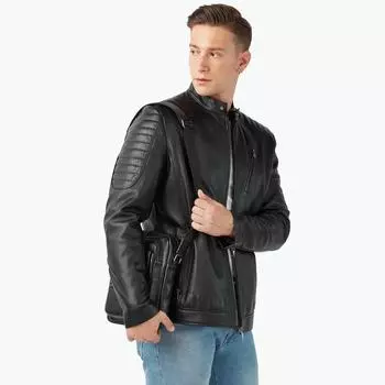 Черная куртка-джамбо из натуральной кожи Luigi