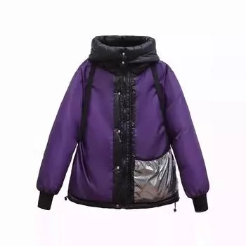 Черная куртка с капюшоном и пуховиком, женская зимняя, новая модная, повседневная, свободная, черная, золотая, стеганая куртка M чёрный