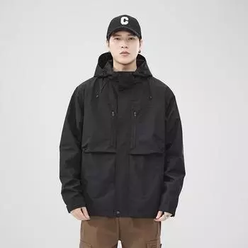 Черная куртка Tooling, мужская свободная, большого размера, ветрозащитная, с капюшоном, повседневная, модная, брендовая M чёрный