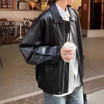 Черная куртка женская осень-зима длинная женская байкерская куртка на молнии M чёрный