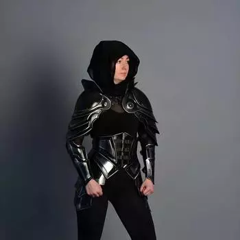 Черная Леди Ларп Охотница Рыцарь Леди Доспехи Полное Тело Косплей LARP Костюм для Женщин Воин Средневековый