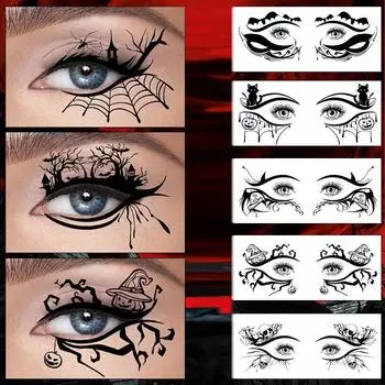 Черная летучая мышь и паутина наклейки для боди-арта наклейка на лицо жуткий реквизит для вечеринки на Хэллоуин временные татуировки для женщин