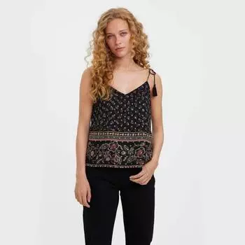 Черная майка на тонких бретелях и бантом для женщин VERO MODA XS чёрный