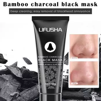Черная маска с бамбуковым углем для удаления угрей, слез, носа, теплая, чистая маска для носа, маска для носа, сосание 60g