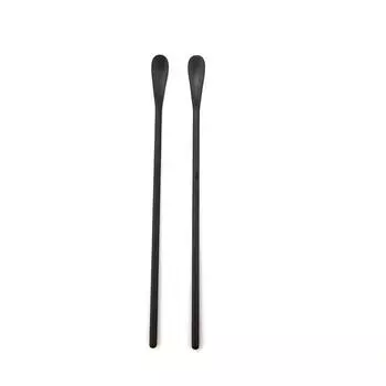 Черная матовая ложка с длинной ручкой 23 см, ложка из нержавеющей стали для смешивания коктейлей, перемешивание медовых ложек, чай со льдом, кофейные ложки, кухонная посуда, 2 шт. чёрный