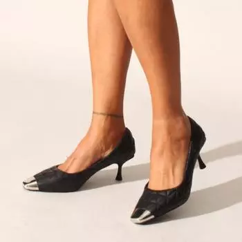 Черная матовая стеганая женская повседневная обувь Классическая обувь