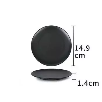 Черная меламиновая антипадающая тарелка для обеда, круглая еда, закуски, суши, стейк, поднос, десерт, чай, столовая посуда, тарелка, кухонные принадлежности