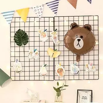 Черная металлическая подвесная полка, белая сетчатая полка, настенная сетка, декоративная фоторамка 20x20cm чёрный