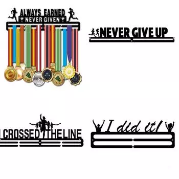 Черная металлическая стойка для хранения медалей Крючок для медалей с буквенным узором Спортсмен Крючок для медалей из нержавеющей стали