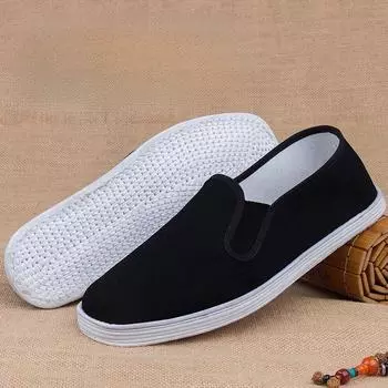 Черная многослойная хлопковая подошва Manual Shaolin Monk Wushu Training Shoes Tai Chi Martial Arts Cloth Shoes Kung Fu Sports Sneakers 45 чёрный