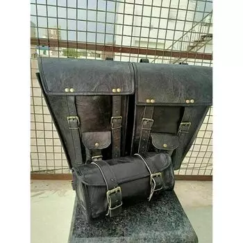 Черная мотоциклетная седельная сумка COMBO, кожаные корзины, сумка для инструментов, маятник чёрный