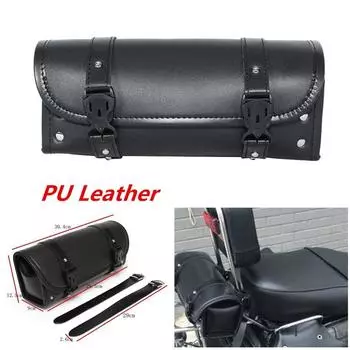 Черная мотоциклетная сумка-кофр из ПУ кожи, цилиндрическая, для хранения, сумка для инструментов 300*85*125 мм