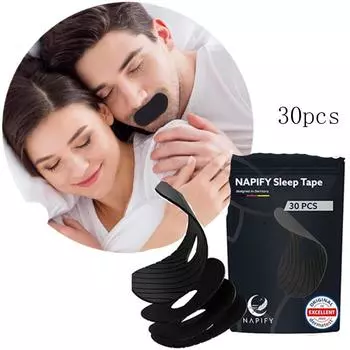 Черная мягкая дышащая лента премиум-класса (30 шт.) - Пластырь для закрытого рта для взрослых, предотвращающий храп и корректирующий смыкание губ