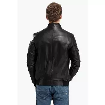 Черная мужская кожаная куртка Foman