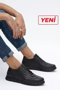 Черная мужская кожаная повседневная обувь из натуральной кожи