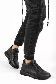 Черная мужская кожаная повседневная обувь из натуральной кожи