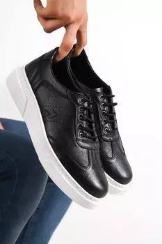 Черная мужская кожаная повседневная обувь из натуральной кожи