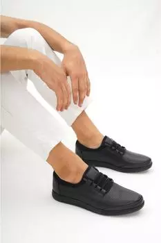 Черная мужская кожаная повседневная обувь из натуральной кожи