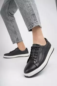 Черная мужская кожаная повседневная обувь из натуральной кожи