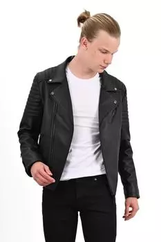 Черная мужская куртка Biker Biker Biker из натуральной кожи Echo