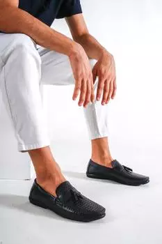 Черная мужская повседневная обувь из натуральной кожи