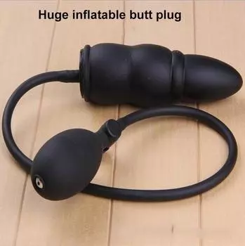 Черная надувная анальная пробка, медицинский мягкий силикон