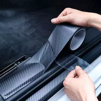 Черная нанопленка для порога автомобиля, защитная пленка от царапин, водонепроницаемая, наклейки из углеродного волокна для автомобиля, протектор, полоска для бампера автомобиля