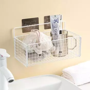 Черная настенная полка для ванной комнаты, душевая стойка для шампуня, кухонное хранилище для приправ 35*15*13cm чёрный