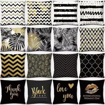 Черная наволочка с геометрическим принтом, украшение для дома, автомобильный диван, наволочка 40x40cm