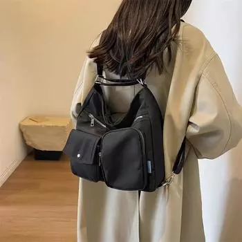 Черная нейлоновая сумка через плечо с множеством карманов, портативная, большой емкости, для отдыха, ретро, многоцелевая, легкая