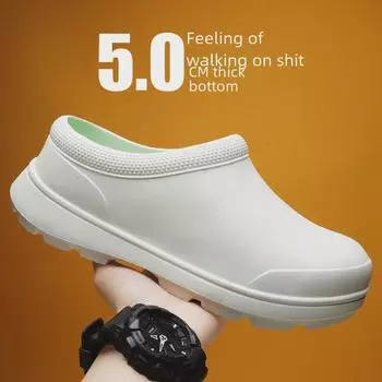 Черная нескользящая водонепроницаемая рабочая обувь для мужчин и женщин: Дышащая, маслостойкая обувь для поваров, медсестер и кухонных работников 39/40 чёрный