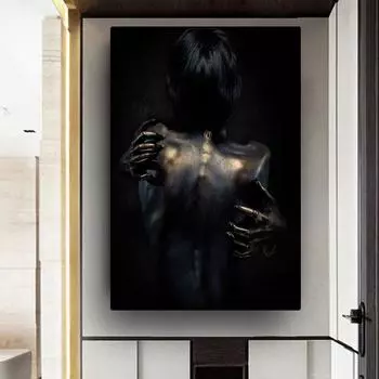 Черная обнаженная африканская женщина, холст, картина, квадро, портретные постеры и принты, скандинавская настенная картина для украшения гостиной 21cm30cm NoFrame