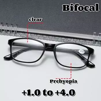 Черная оправа, блокирующая синий свет, защита глаз, очки для чтения, модные бифокальные очки для пожилых людей, очки для близорукости 1