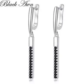 Черная ось, черные ювелирные изделия, длинные серьги-капли для женщин, подарочные серьги-кольца